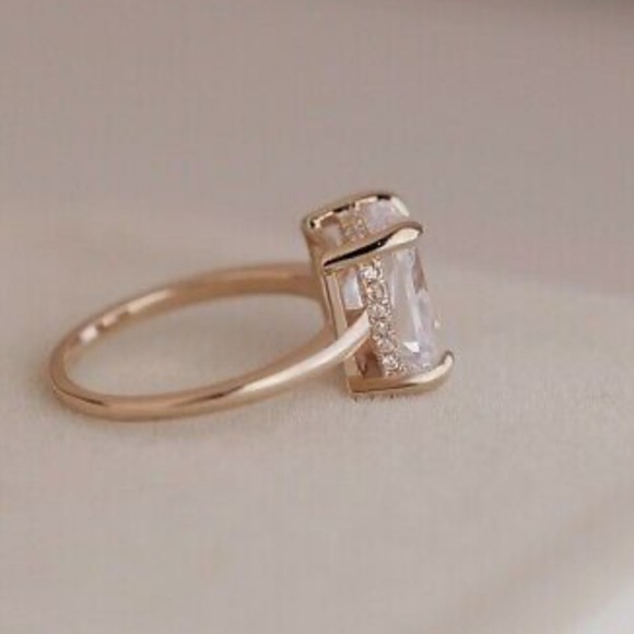 NEW Emerald Cut 14k Rose Gold Plated Ring - Picture 5 of 5